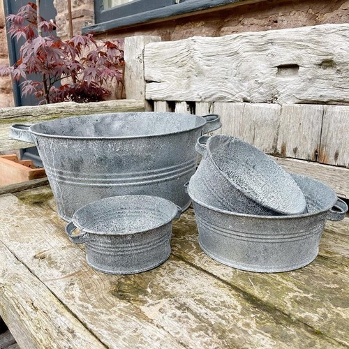 Zinc tub planter - planter, w