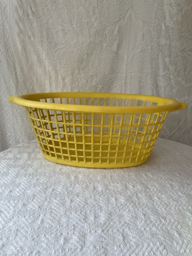 Vintage yellow laundry basket - vintage,